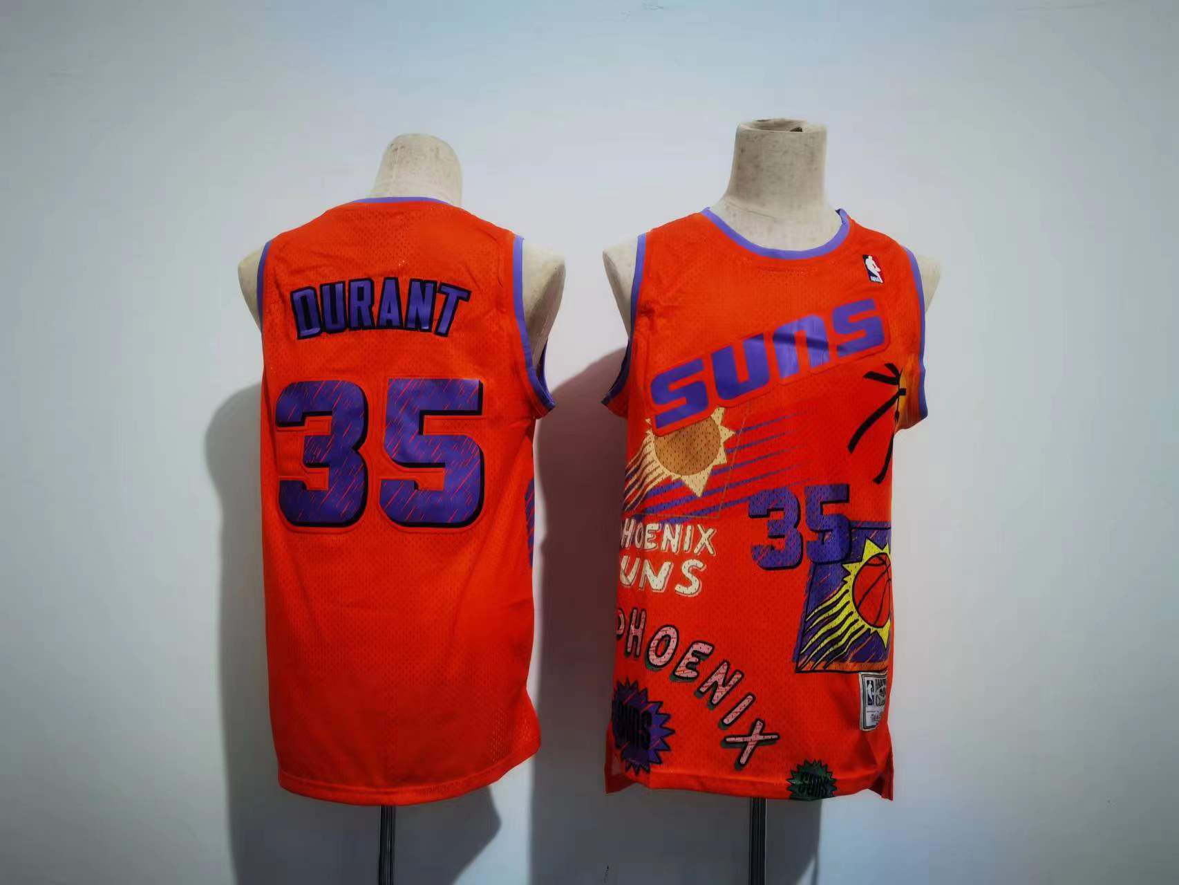 Men Phoenix Suns #35 Kevin Durant Orange Sketching version NBA Jersey->san antonio spurs->NBA Jersey